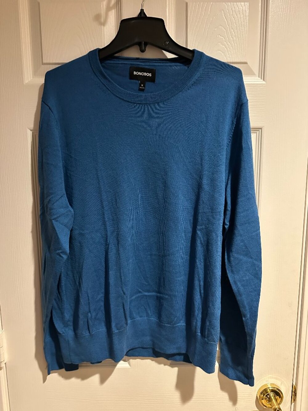 Bonobos Washable Merino Crewneck Sweater – Men’s XL – Mid Blue – 100% Merino Woo